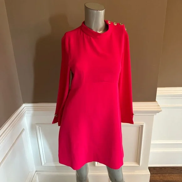 Zara | Dresses | Nwt Zara Mini Shift Pink Dress Long Sleeves Sz M | Poshmark